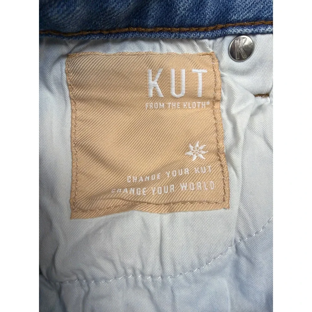 Kut from the Kloth Catherine High Rise Crop Straight Leg Distressed Jeans Blue 6